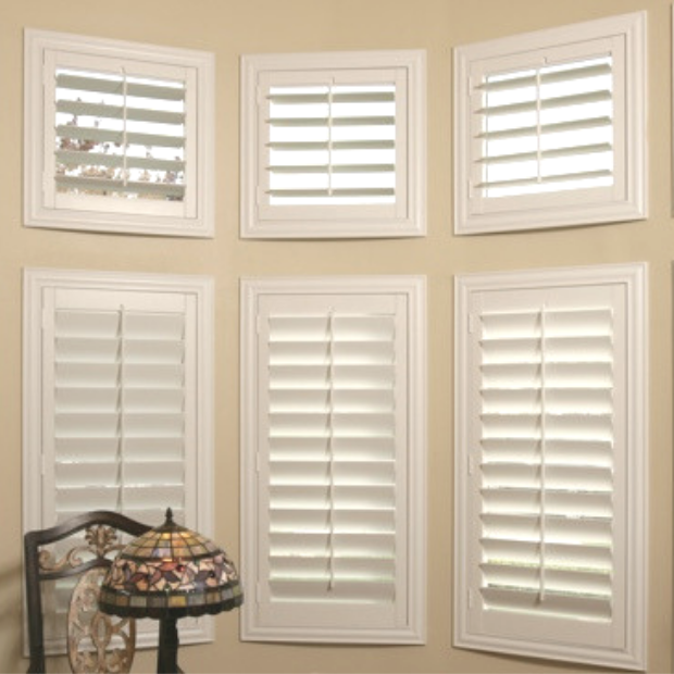 Sunburst shutters on a Atlanta bay window