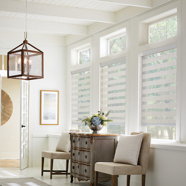 Transitional shades in a Atlanta living room