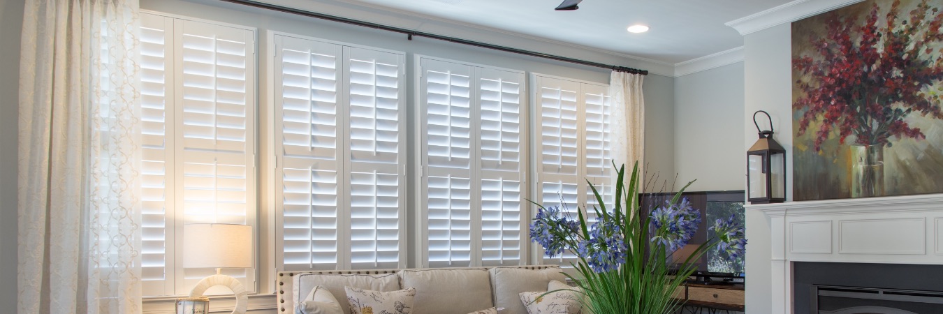 Polywood plantation shutters in Atlanta living room