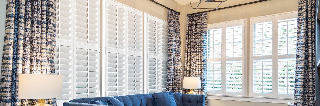 Plantation shutters in Johns Creek family room