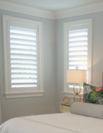 Hidden tilt rod shutters open. Polywood shutters with hidden tilt rods in Atlanta