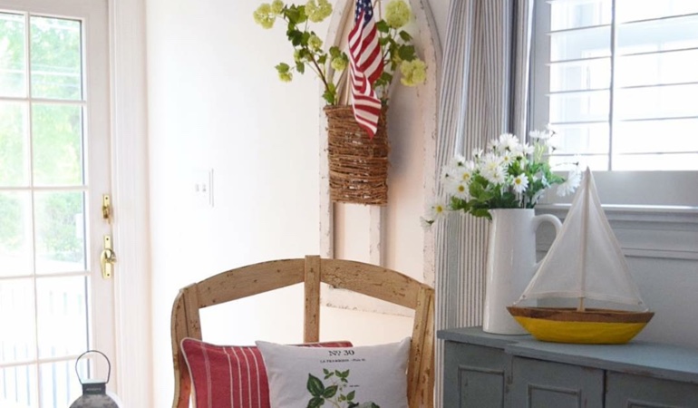 Bright sitting corner with faux wood plantation shutters in Atlanta. Faux wood plantation shutters in Atlanta