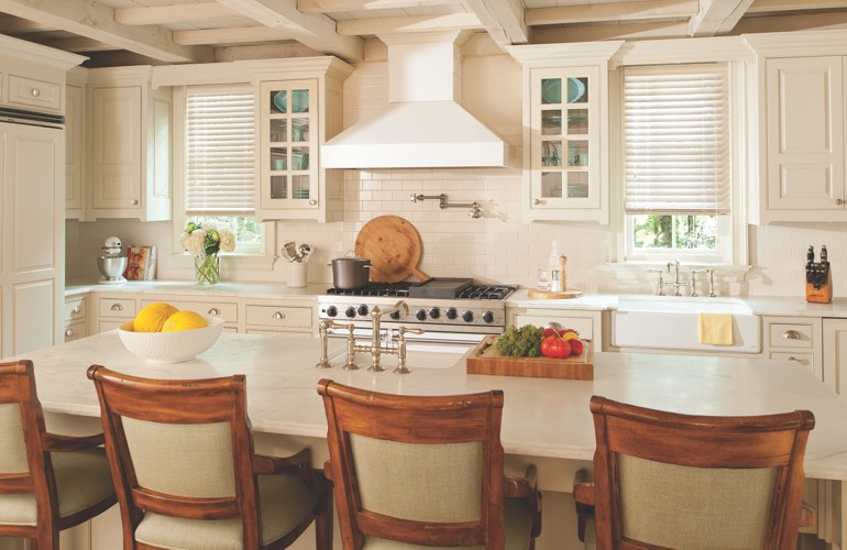 Kitchen Blinds In Atlanta, GA Blinds covering the windows of a modern kitchen