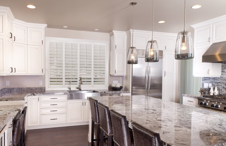 Kitchen Shutters In Atlanta, GA Plantation shutters covering a kitchen window